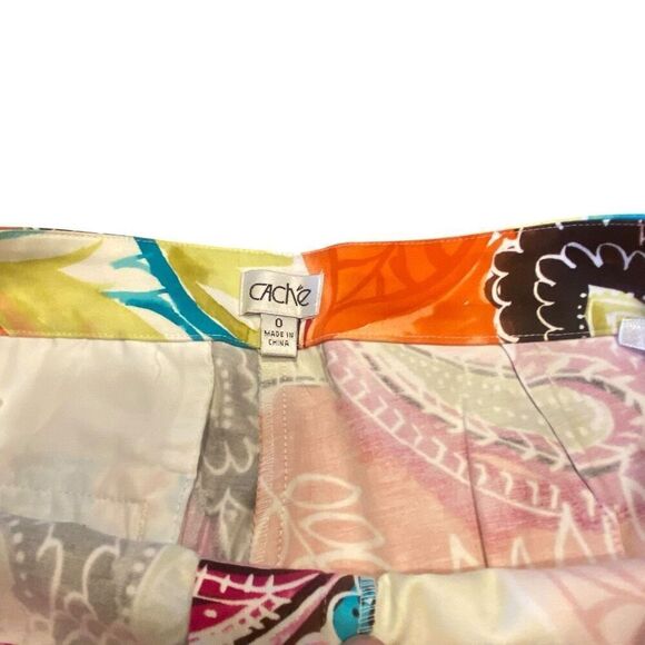 Cache Womens Multicolor Paisley Floral Flat Front Zip Fly Casual Shorts Size 0 - Picture 4 of 4